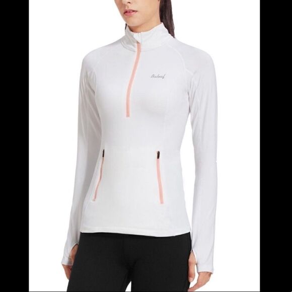 BALEAF FLEECE ATHLETIC QUARTER ZIP COMPRESSION LONG SLEEVED SHIRT JACKET - Picture 1 of 13